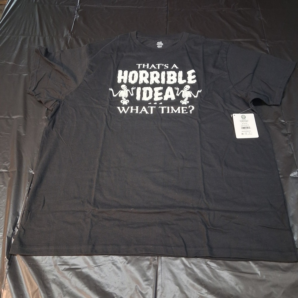Way to Celebrate! T-Shirt Mens 2XL Horrible Idea What Time Black Graphic NEW